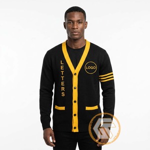 GREEK TREASURES GT-1159 Cárdigan de Invierno Personalizado para Hombre, Acrílico Transpirable, Bordado, 500g, Cuello en V, Manga Regular, Botones Cubiertos - Product Image 1