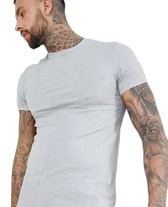 Maglietta lunga degli uomini di colore solido del tessuto di canapa di modo su ordinazione all'ingrosso all'ingrosso all'ingrosso