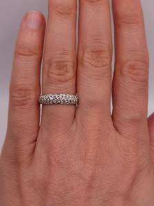 18K Gold Plated 0.75 CT 3 Row Lab Grown Diamond Band <b>Ring</b> for Women | Luxury Trendy IGI Certified Wedding Anniversary <b>Ring</b> - Product Image 2