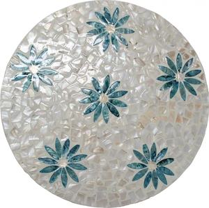 Premium Quality Handcrafted Shell Mosaic Accent Table <b>Stools</b> Mother of Pearl Stylish Wooden Cylinder For Living Room - Product Image 2