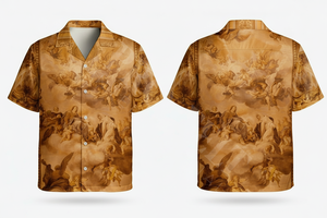 เสื้อเชิ้ตเดรสแขนสั้นพิมพ์ลายวินเทจสำหรับผู้ชาย ออกแบบเองได้ สวมใส่สบายๆ ในฤดูร้อน - Product Image 4