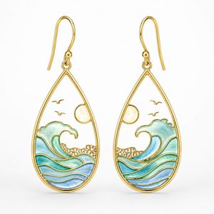 Custom Translucent Enamel <b>Drop</b> Earrings Gold Plated Brass Jewelry - Product Image 1