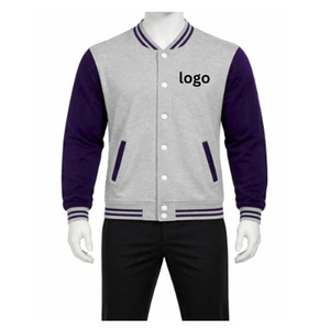 Wholesale French Terry Men's Stand Collar Varsity <b>Jacket</b> Plus Size Solid Color Embroidered Wool Liner Waterproof custom logo - Product Image 4
