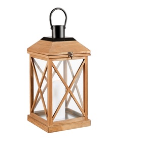 Unique Selling Rustic <b>Small</b> Size Wooden & Glass <b>Lantern</b> With Natural & Black Finish Metal Candle <b>Lantern</b> for Outdoor Home Decor - Product Image 3
