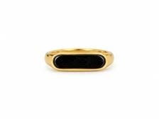 Natural Gemstone Black Onyx Gold Plated <b>Signet</b> <b>Ring</b>, Modern Minimalist Gemstone Band Wholesale Suppler Jewelry For <b>women</b> - Product Image 2