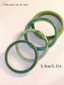 Green <b>Resin</b> Bangle Bracelet Set Stackable Acrylic Bangles Minimalist Glossy Bracelets Jade Style Jewelry Summer <b>Resin</b> <b>Crafts</b> - Product Image 6