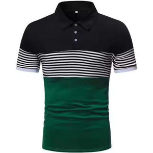 <b>Men's</b> <b>Short</b> <b>Sleeve</b> Striped Color Blocked Cotton Fishing T-Shirt Regular Fit Casual Knitted Breathable Quick Dry Outdoor Use - Product Image 2