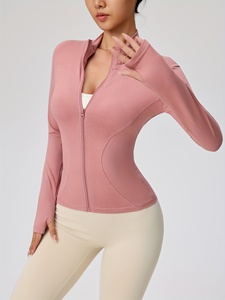 Womens Premium Athletic Yoga <b>Jacket</b> Full Zip <b>Workout</b> Running Fitness Wear Custom Logo OEM ODM Private Label Wholesale - Product Image 3