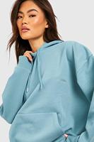 PERPETUAL SOLUTIONS Sweat à capuche oversize pour femme avec logo en relief, poche avant, en molleton de coton mélangé écologique et respirant, gris automne