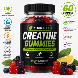 Mixed Berry <b>Creatine</b> Gummies Soft Chewable Fruit Flavored Gummy Product with Convenient Serving Format Custom Label Packaging - Product Image 6