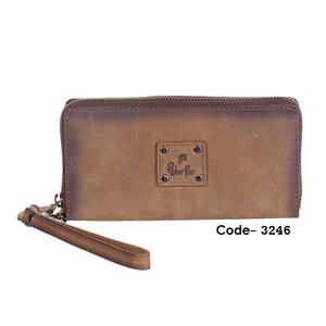 Cartera de mano tipo pulsera para mujer Oil Pull Up, de cuero genuino, con bloqueo RFID, cremallera completa, tarjetero y monedero, forro de PVC vintage - Product Image 3