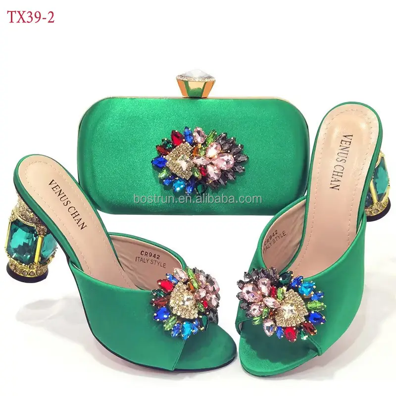 TX39 Italy shoes and matching bags prom0tion italian style african nigerian bridal dress low heel