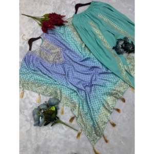 Beautiful XL Chiffon <b>Kaftan</b> and Dhoti with Embroidery and Digital Print Work - Product Image 3