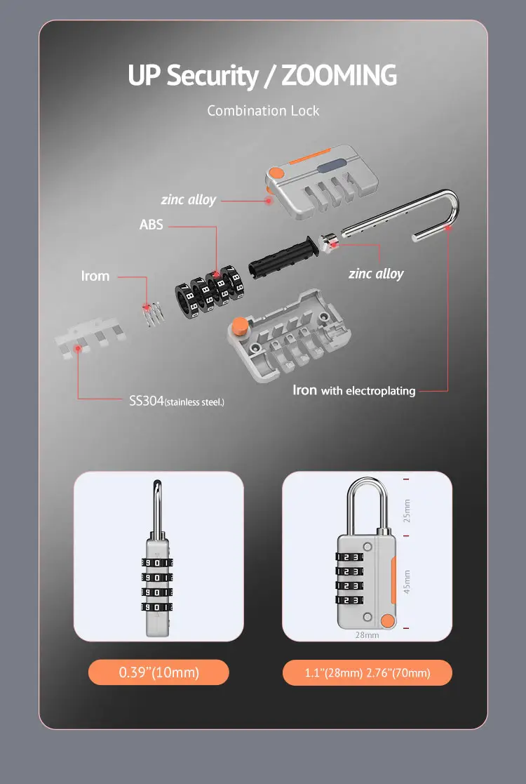 Hot Sale Sicherheits kombination Vorhänge schlösser Großhandel 81N-4D Fabrik preis Gepäcks chloss Sicherheit Mindy Vorhänge schloss und Schloss