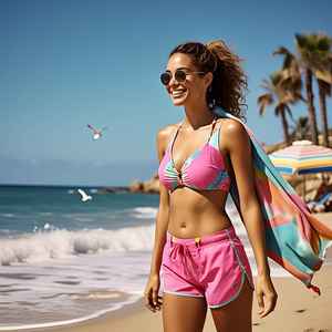 Stylish Summer Quick Swimwear Shorts <b>Elastic</b> Waist Soft Breathable Fabric Perfect Vacation Outfit Women Beach Short - Product Image 3