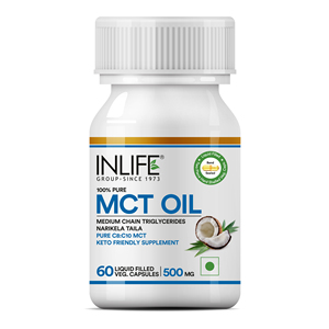 MCT Oil Capsules 500 mg C8 C10 Coconut Derived Oil 60 Vegetarian Capsules Plant Based Capsule Bottle for Adults Daily Use - Product Image 1