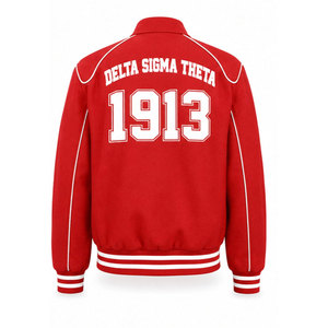 Veste universitaire Delta Sigma Theta, lettres grecques brodées rouges, style preppy 1913, manteau décontracté pour homme - Product Image 3
