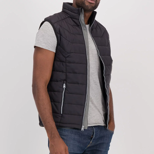 Men's <b>Black</b> Quilted Puffer <b>Vest</b> Zipper Closure Waterproof Reversible Mandarin Collar Floral Pattern Casual Outerwear Winter - Product Image 3