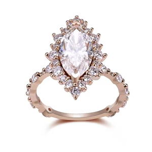 14K Rose Gold 3ct D VS1 Marquise Shape Lab Grown Diamond Simple Classic Style Rings Wedding Jewelry Ring - Product Image 4