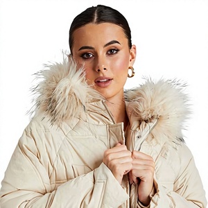 Custom White Puffer <b>Jacket</b> 2025 Winter Windproof Eco-Friendly Breathable Nylon/Cotton Shell 100% Polyester Filling Long Sleeve - Product Image 2