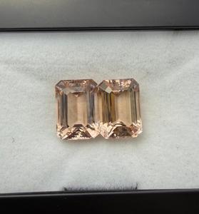 Par de Gemas de Morganita Natural, Corte Octogonal de 10x14 mm, Color Durazno, Piedras Sueltas para Joyería, 16.39 Quilates, Shamim Gems - Product Image 1
