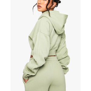 เสื้อฮู้ดโอเวอร์ไซส์พิมพ์ลายกราฟิก 3 มิติ ผ้าฝ้าย 100% ปี 2026 ลายเรียบ แขนยาว ครอปท็อป รับผลิตแบบ ODM เสื้อฮู้ดผู้หญิงสั่งทำพิเศษ - Product Image 2