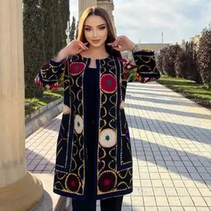 Chaqueta bordada hecha a mano para mujer Diseño Suzani de manga tres cuartos modesto y lindo para ropa de boda - Product Image 2