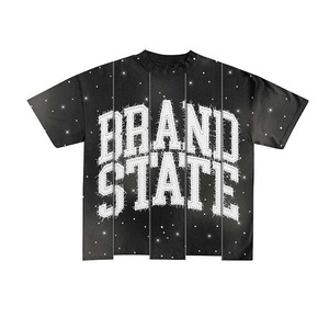 Up Felt Premium Men’s Galaxy Print Oversized T-<b>Shirt</b> High-Quality Cotton Streetwear Custom <b>Patchwork</b> Design with Chenille - Product Image 1