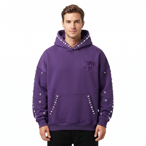 Sudadera con Capucha de Alta Calidad para Hombre, Personalizada con Pedrería, Corte Holgado, Hombros Caídos, Bolsillo Canguro, Estilo Casual - Product Image 1