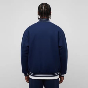 High Quality Custom Men's Varsity Jacket <b>Genuine</b> Black Leather Chenille Embroidery Patches Stand Fashionable Letterman - Product Image 5