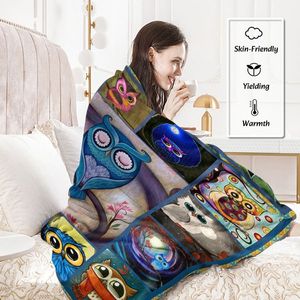 Coperta in pile di flanella con motivo Gufo Lunare, morbida, calda e soffice, per gli amanti dei gufi, realizzata in materiale effetto pelliccia - Product Image 3