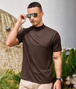 Camiseta Básica de Manga Corta con Cuello Alto Simulado para Hombre, Personalizada, OEM, Venta al Por Mayor - Product Image 4