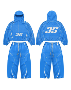 Tracksuit 2 Piece Zipper Jacket Trouser 100% Nylon DTF Logo Slim Fit Heavyweight Reflector Line Summer Casual Solid Men's - Product Image 3