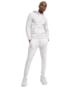 New Arrival OEM Plain Gym Slim Fit Tracksuit With Drawstring Hoodie Men's Plain Cotton Sweat Suit - Product Image 4