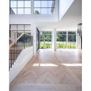 White Oak Herringbone Engineered Flooring 5/8 in Thick 3.5 in Wide Wire Brushed Tongue and Groove - Product Image 2
