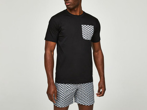 Men's Short Sleeve T-<b>Shirt</b> With <b>Geometric</b> Pocket Pattern Regular Fit O-Neck Casual Jersey Knitted Top - Product Image 4