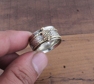 925 Sterling Silver Turtle <b>Spinner</b> <b>Ring</b> Animal Theme Sea Life Jewelry Handmade Tortoise <b>Ring</b> For Women Girls Wholesale - Product Image 3