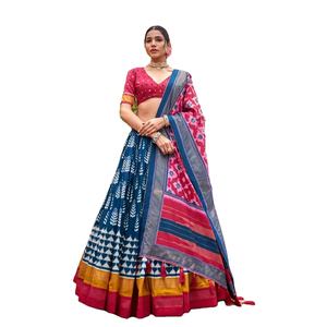Nueva colección Tussar Silk Lehenga Choli con intrincado trabajo de lámina de impresión y decoración de encaje para novias Venta en línea - Product Image 1