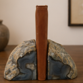 Sujetalibros de Piedra Irregular con Lomo de Cuero Marrón para Decoración del Hogar, Escultura Artística - Product Image 5