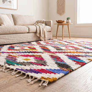Alfombras Kilim Tejidas a Mano, Alfombras Indias Antideslizantes con Patrón Geométrico de Diamantes, Tamaño Personalizado 2x3, Alfombra Kilim para Cocina, Dormitorio, Pasillo - Product Image 2