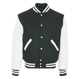 Blouson universitaire unisexe grande taille noir et blanc en laine de haute qualité avec broderie personnalisée, respirant et écologique - Product Image 3