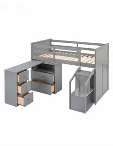 Cama litera de lujo tamaño twin ajustable con escalones de almacenamiento y escritorio para dormitorio infantil - Product Image 2