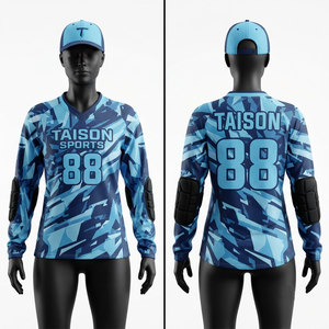 Camiseta de Paintball para Mujer, 180 GSM, Malla de Poliéster Premium de Secado Rápido, Azul Marino Camuflado, Paneles Acolchados en los Codos, Logotipo Personalizado por Sublimación - Product Image 1