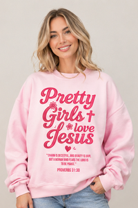 Sudadera con Estampado Religioso para Mujer, Diseño Casual con la Frase 'Pretty Girls Love Jesus', para la Iglesia Cristiana - Product Image 6