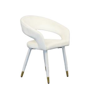 Chaise de salle à manger moderne en velours <span class=keywords><strong>avec</strong></span> dossiers incurvés et pieds coniques surmontés d'embouts dorés pour salle à manger salon cuisine - Product Image 5