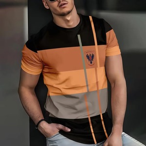 Nouveaux T-shirts d'été décontractés pour hommes, coupe régulière, col rond, respirants, imprimés, en polyester 180 grammes, haute qualité - Product Image 1