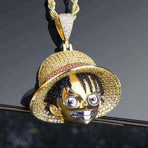 Pendentif Singe D. Luffy en Or Plaqué Moissanite Style Hip Hop Unisexe Collier Charme pour Usage Quotidien - Product Image 1