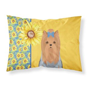 Verano girasoles azul bronceado ilustraciones decorativas funda de almohada ligera Super suave fácil cuidado abrigo completo Yorkshire Terrier estándar - Product Image 1