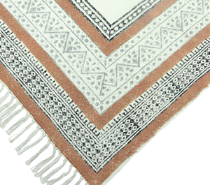Handmade Eco-Friendly Pet Friendly Cotton Geometric Pattern Area Rug for Living Room Bedroom Boho Home Decor Indian Artisan - Product Image 2