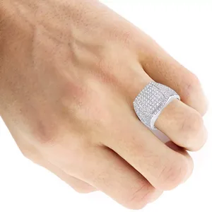 Anillo de Diamantes EtherStar de 1.25ct para Hombre, Oro, Corte Cuadrado, Halo, Pavé, Diseño Iced Out, Tipo Signet - Product Image 4
